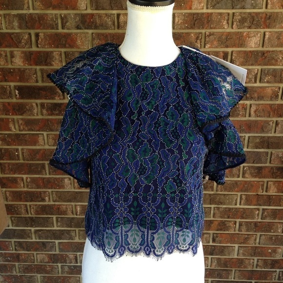 Elliatt Angelica Top Navy/Jade Size Small - Picture 7 of 10